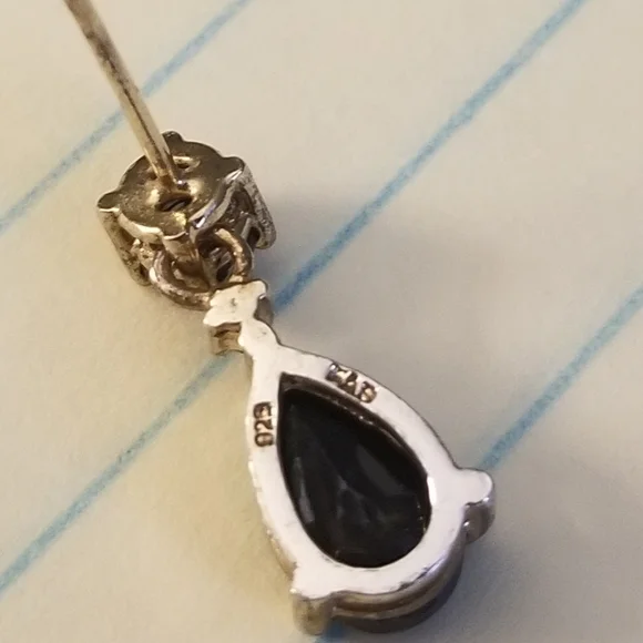 Vintage Genuine Sapphire Necklace And Earring Set With Petite Diamonds. - Picture 7 of 7